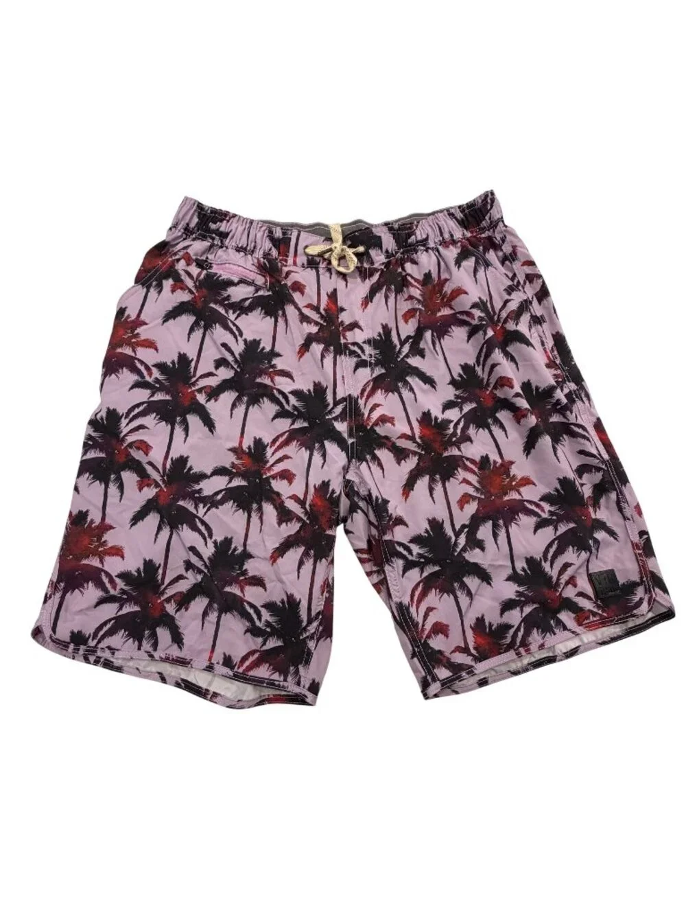 NWOT VTG 1946 Mens XL Purple Palm Tree Print Swim Shorts 92% Polyester 8% Spande